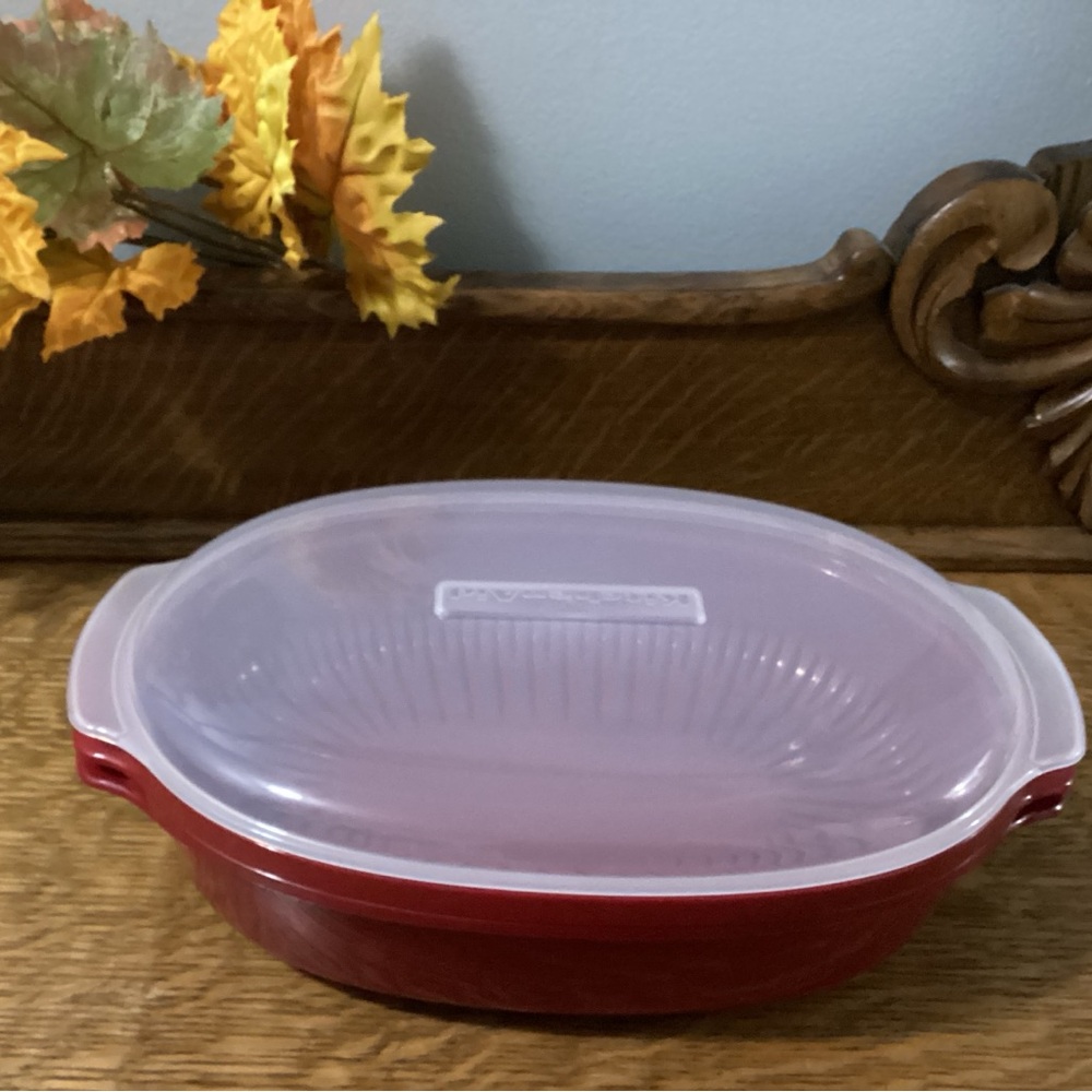 Red Vintage Kitchenaid Large Micro Steamer, 3pc Set, Colander, Strainer, Server